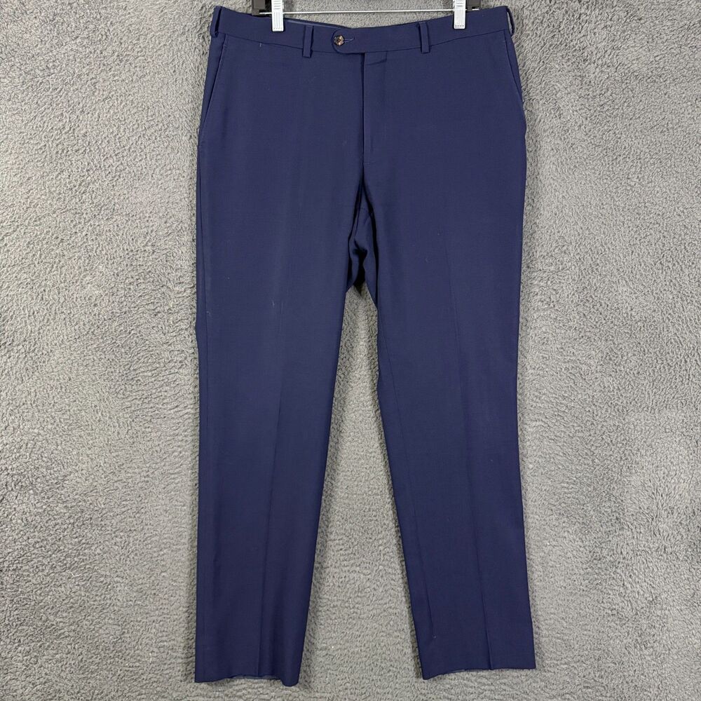 Suitsupply Pants Mens 35x31 Blue Brescia Slim Fit Traveler Wool Lightweight